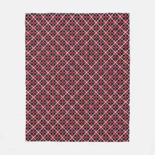 Cobertor De Velo Moderno elegante xadrez preto vermelho prata