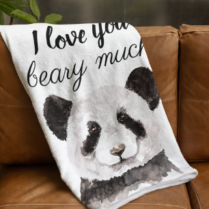 Cobertor De Velo Moderno Eu Amo Você Beber Um Panda Muito Preto E 