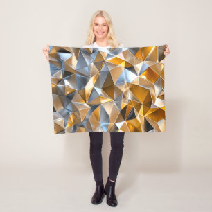 Cobertor De Velo Moderno Metálico Abstrato Geométrico Prata Dourado