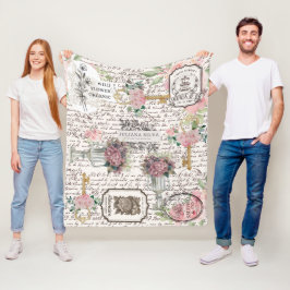 Cobertor De Velo Moderno motivo francês vintage Floral Script 