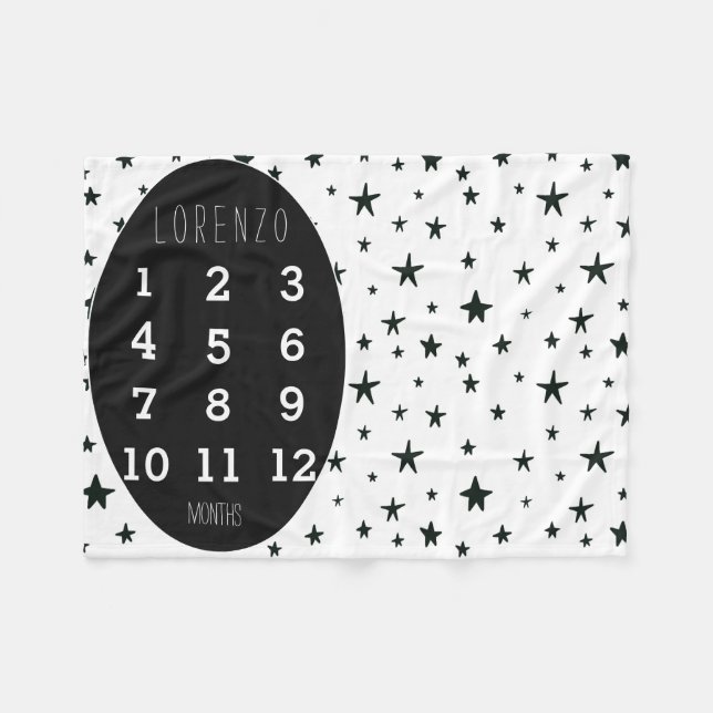 Cobertor De Velo Moderno Stars Baby Milestone Blanket (Frente (Horizontal))