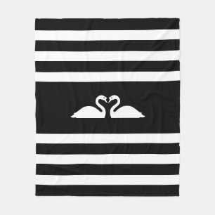 Cobertor De Velo Modernos e elegantes dois cisnes em preto e branco