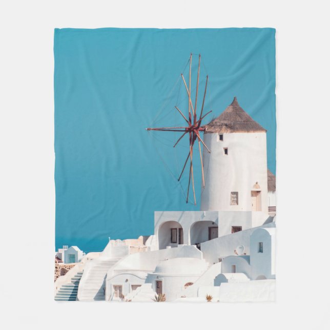 Cobertor De Velo Moinhos de vento castanhos e brancos (Frente)