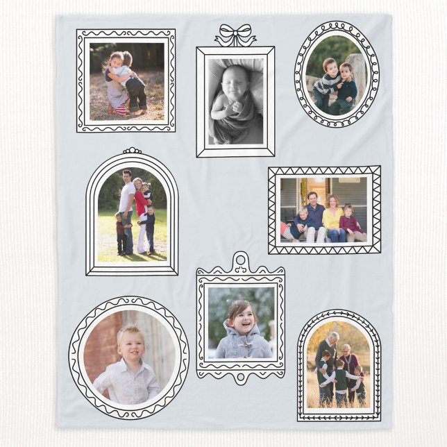 Cobertor De Velo Moldura de Foto Rabiscada Parede de Imagem Moderna (Fun photo doodle frame picture wall effect memories keepsake fleece blanket)