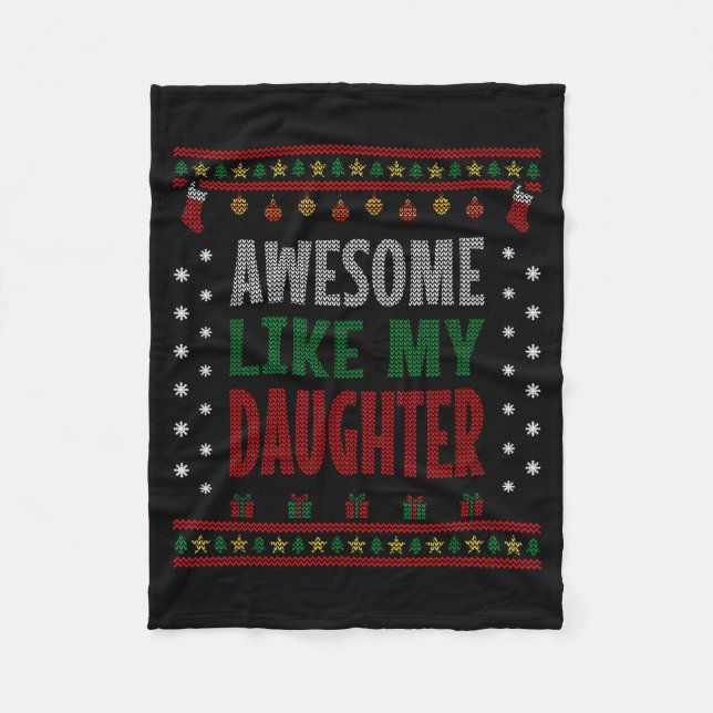 Cobertor De Velo Mom Dad Christmas - Funny Awesome Like My Daughter (Frente)