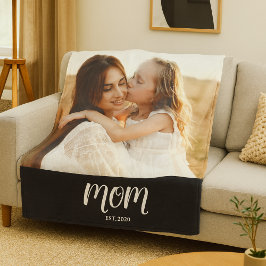 Cobertor De Velo Mom Established Black Modern Script Photo