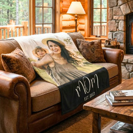 Cobertor De Velo Mom Established Black Modern Script Photo