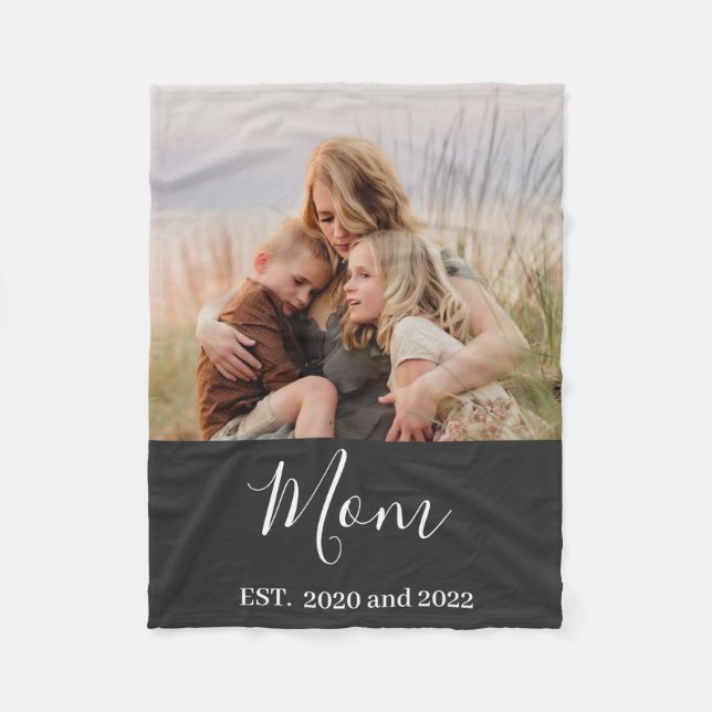 Cobertor De Velo Mom Established Black Modern Script Photo  (Frente)