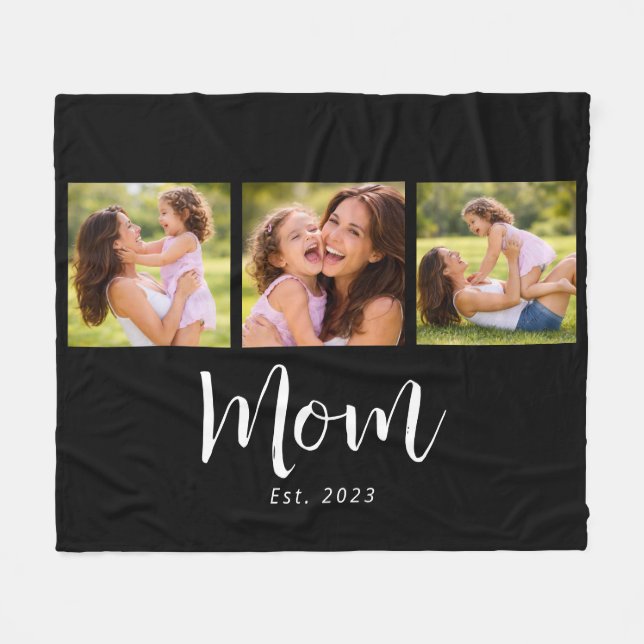 Cobertor De Velo Mom Established Elegant Script Black 3 Photo (Frente (Horizontal))