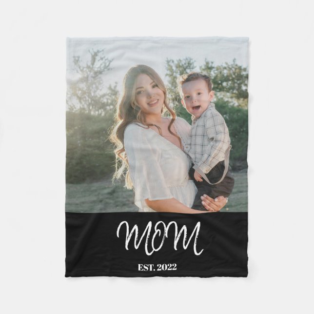 Cobertor De Velo Mom Established, Photo, Script, Fleece Blanket (Frente)
