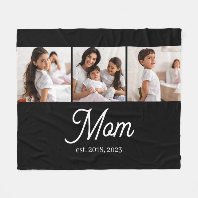 Cobertor De Velo Mom Established Script Black 3 Photo (Frente (Horizontal))