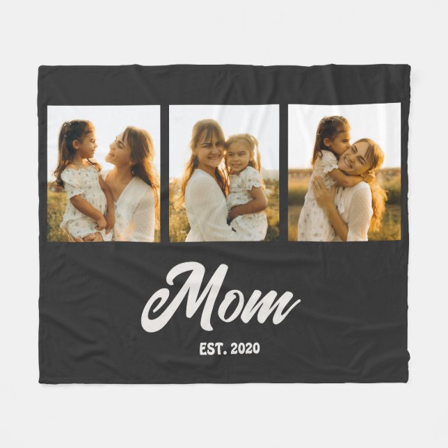 Cobertor De Velo Mom Established Script Black 3 Photo (Frente (Horizontal))