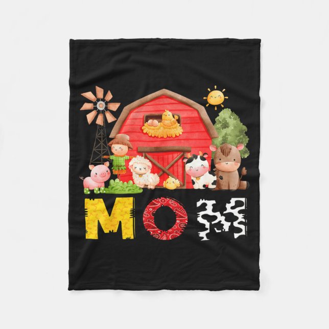 Cobertor De Velo Mom Farm Cow Birthday Boy Matching Family Matching (Frente)