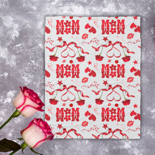 Cobertor De Velo MOM/WOW: Uma Carta de Amor em Vermelho na cinza  