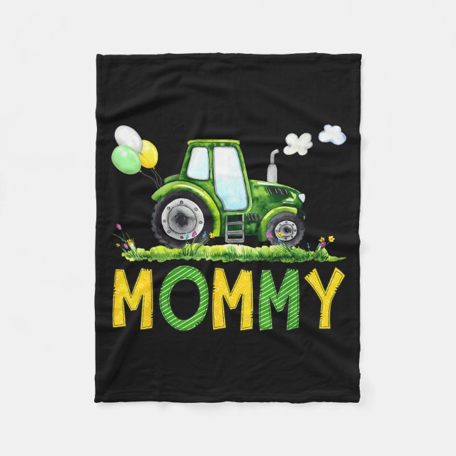 Cobertor De Velo Mommy Of The Birthday Boy Tractor Farm Truck Match (Frente)