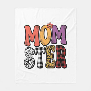 Cobertor De Velo Momster Mãe Vintage Desenho Tipográfico Xadrez Leo