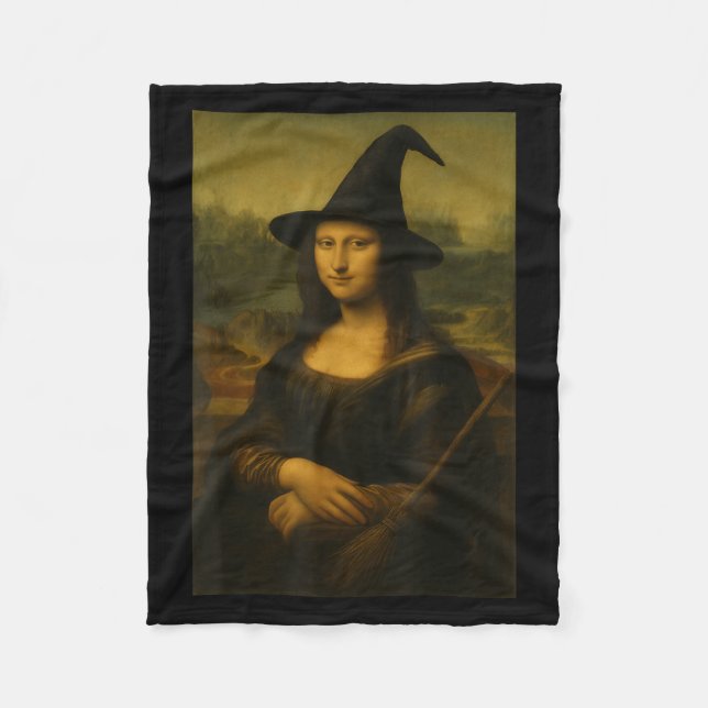 Cobertor De Velo Mona Lisa Bruxa de Halloween  (Frente)