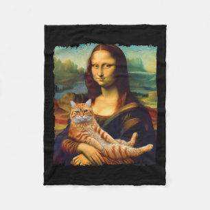 Cobertor De Velo Mona Lisa Segurando Gatinho de Pintura de Retratos