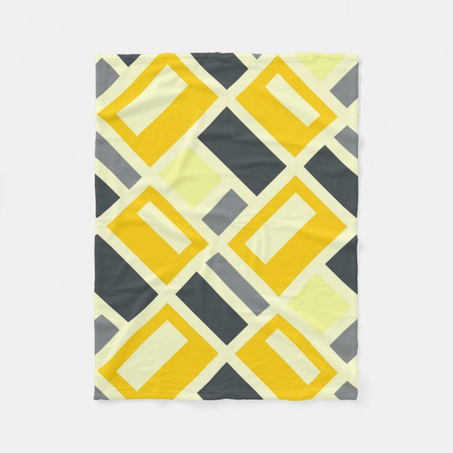 COBERTOR DE VELO MONDRIAN INSPIRED - AMARELO E CINZA (Frente)