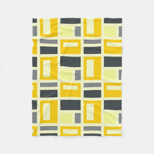 COBERTOR DE VELO MONDRIAN INSPIRED - AMARELO E CINZA (Frente)