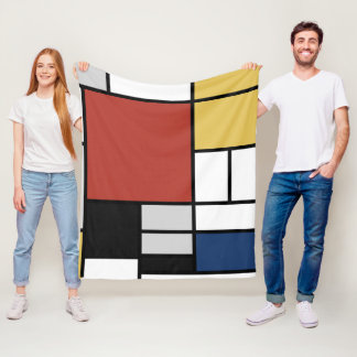 Cobertor De Velo Mondrian Painting Red Plane Yellow Black Cinza Blu