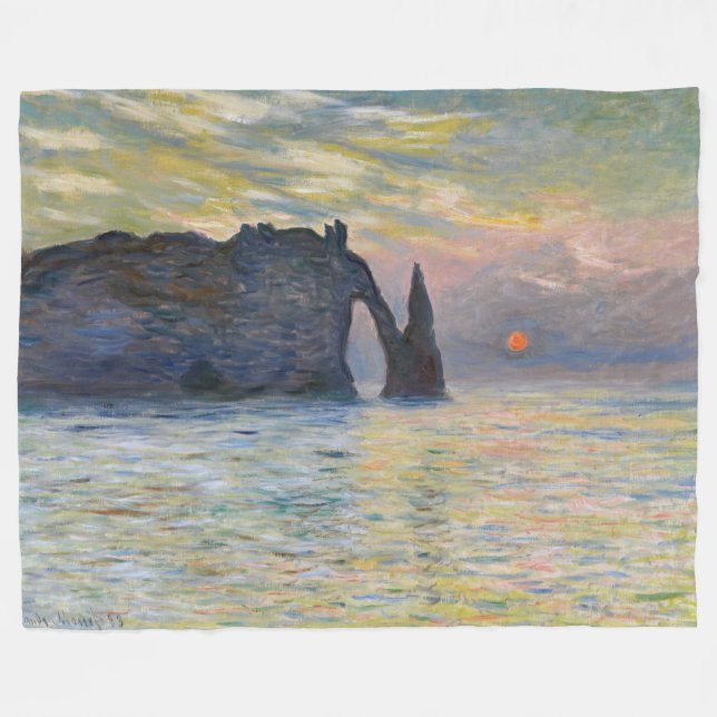 Cobertor De Velo Monet - Manneport, Cliff em Etretat, Sunset (Frente (Horizontal))