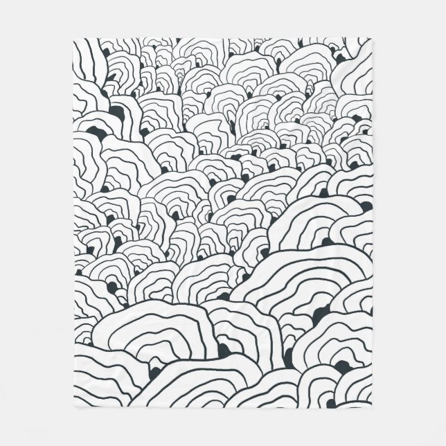 Cobertor De Velo Monochrome Wave Pattern,  Modern Abstract Line Art (Frente)