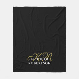 Cobertor De Velo Monogram Black Gold White Minimalist Elegant Men 