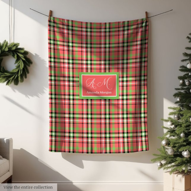 Cobertor De Velo Monogram Christmas Blanket Classic Tartan Accent (Monogram Christmas Blanket Classic Tartan Accent)