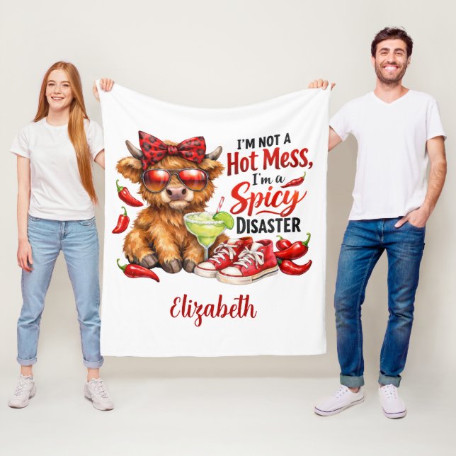 Cobertor De Velo Monogram Highland Cow Hot Mess Funny Humorous  (In Situ)