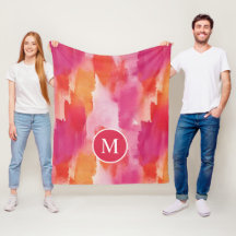 Monograma Aquarela Rosa Laranja Abstrato