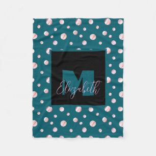 Cobertor De Velo Monograma Azul Nome Personalizado Bolinhas Geométr