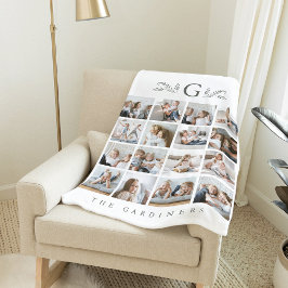 Cobertor De Velo Monograma Botânico Elegante 16 Colagem de Fotos