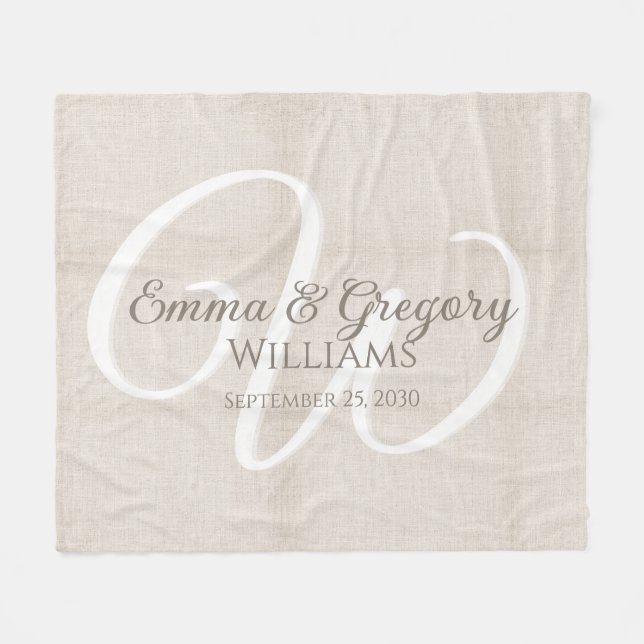 Cobertor De Velo Monograma Branco de Linho Elegante (Frente (Horizontal))