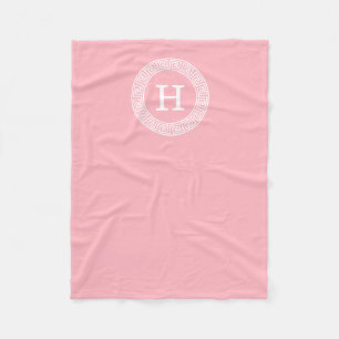 Cobertor De Velo Monograma chave grego branco cor-de-rosa da