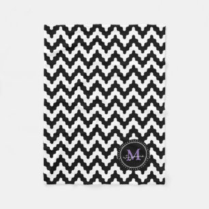 Cobertor De Velo Monograma Chevron macio branco preto