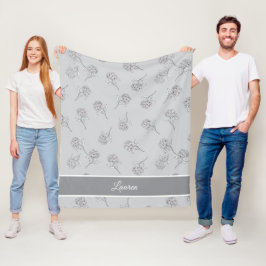 Cobertor De Velo Monograma Cinza Suave de Flora Eterna