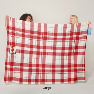 Cobertor De Velo Monograma clássico de xadrez vermelha e creme