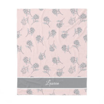 Monograma com padrão floral de hortênsia rosa cora