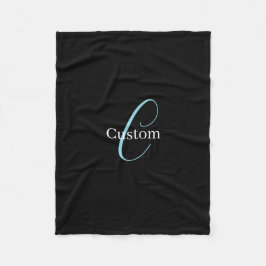 Cobertor De Velo Monograma Curto Editável Branco Azul Preto