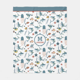 Cobertor De Velo Monograma da Dança de Tubarões do Mar