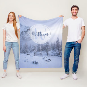 Cobertor De Velo Monograma da floresta de névoa das maravilhas do i