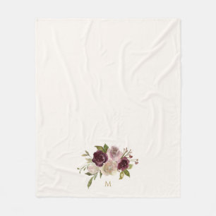 Cobertor De Velo Monograma de Aquarela Floral Rosa Moderna
