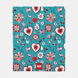 Cobertor De Velo Monograma de cochetes, monograma vermelho de cor f