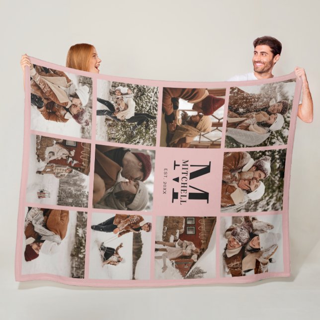 Cobertor De Velo Monograma de Colagem de Fotografias da Família Ros (In Situ)