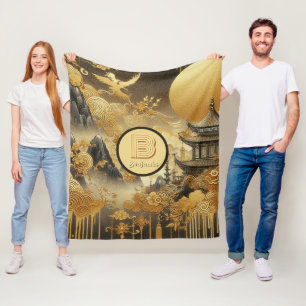 Cobertor De Velo Monograma de Desvio de Ouro Falsa de Pintura Chine