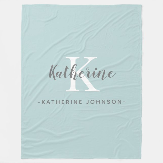 Cobertor De Velo Monograma de Elegância Folha Azul (Frente)