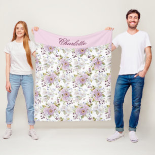 Cobertor De Velo Monograma de Flores Silvestres de Aquarela Rosa Ro
