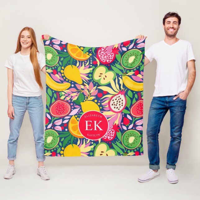 Cobertor De Velo Monograma de Fruta tropical Padrão de Verão de Aqu (In Situ)