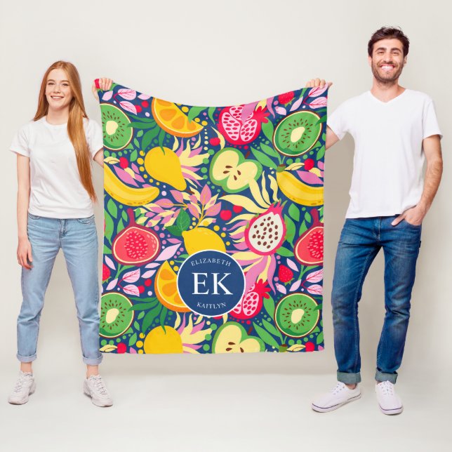Cobertor De Velo Monograma de Fruta tropical Padrão de Verão de Aqu (In Situ)